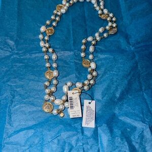 Chico's Gold and White Pearl Necklace